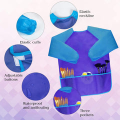 Bassion colorfully designed smock keeps outfits clean during crafts and cooking