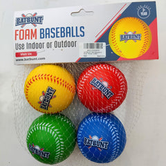 BATBUNT foam baseball pack of four ready for training sessions.