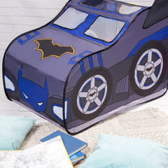 Batman Batmobile tent open-entry illustrating easy crawl-in access for kids