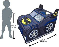 Batman Batmobile tent roof view with peek-through roof opening for pretend play