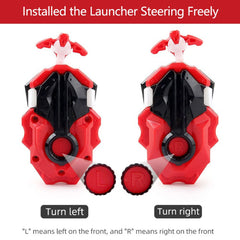 Battbeyle launcher handle grip shown, ergonomic grip for precise spins.