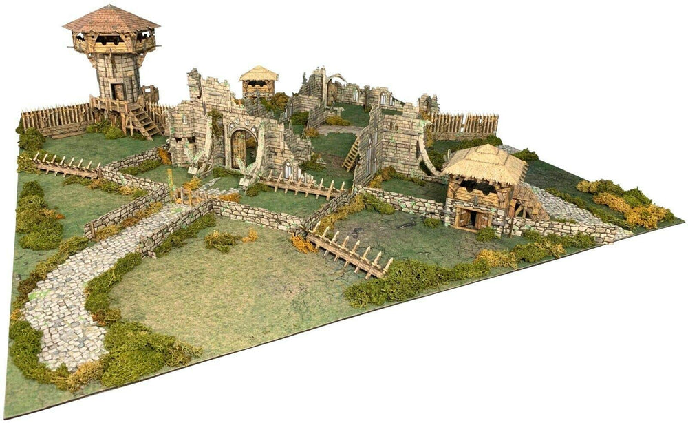 Battle Systems Fantasy Terrain Battlefield Core Set interior detail highlights removable roofs for dynamic indoor combat.