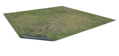 Battle Systems grassy fields mat 3x3 viewed on table for immersive battles