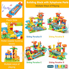 BATTOP Marble Run race balls glide along the track for dynamic play.