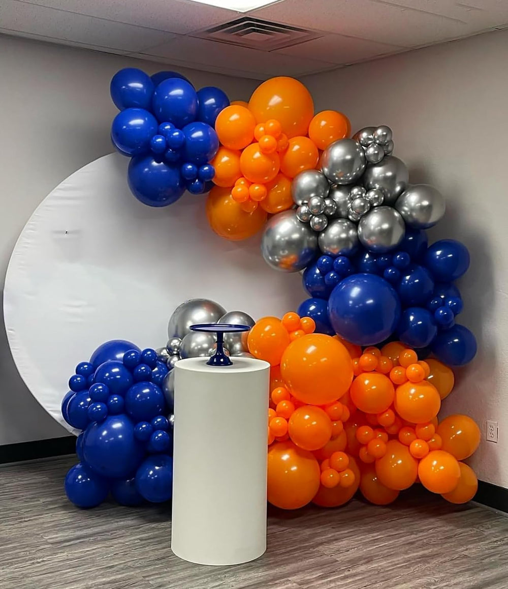 BAUANOOY party decor setup with blue balloons for celebrations.