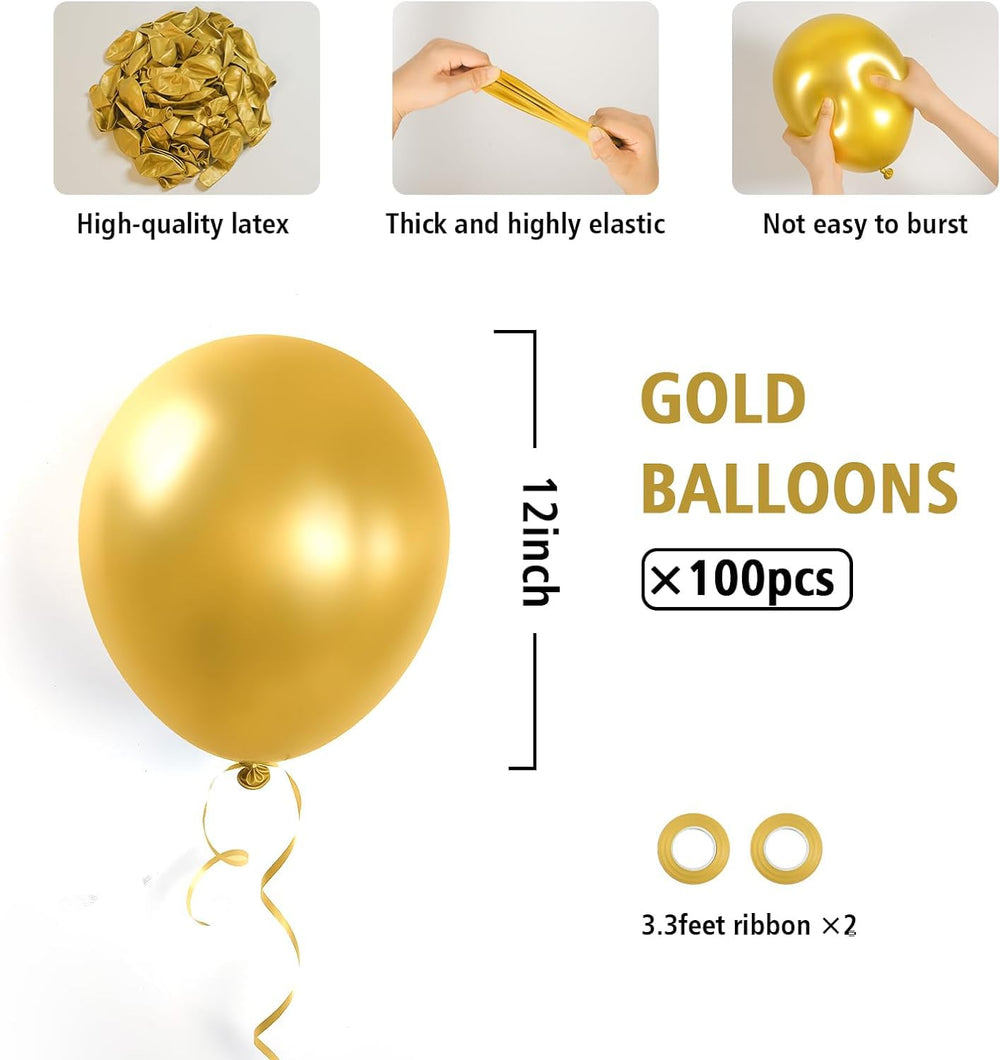BAUANOOY gold ribbon rolls (32ft) for balloon garlands and ties.
