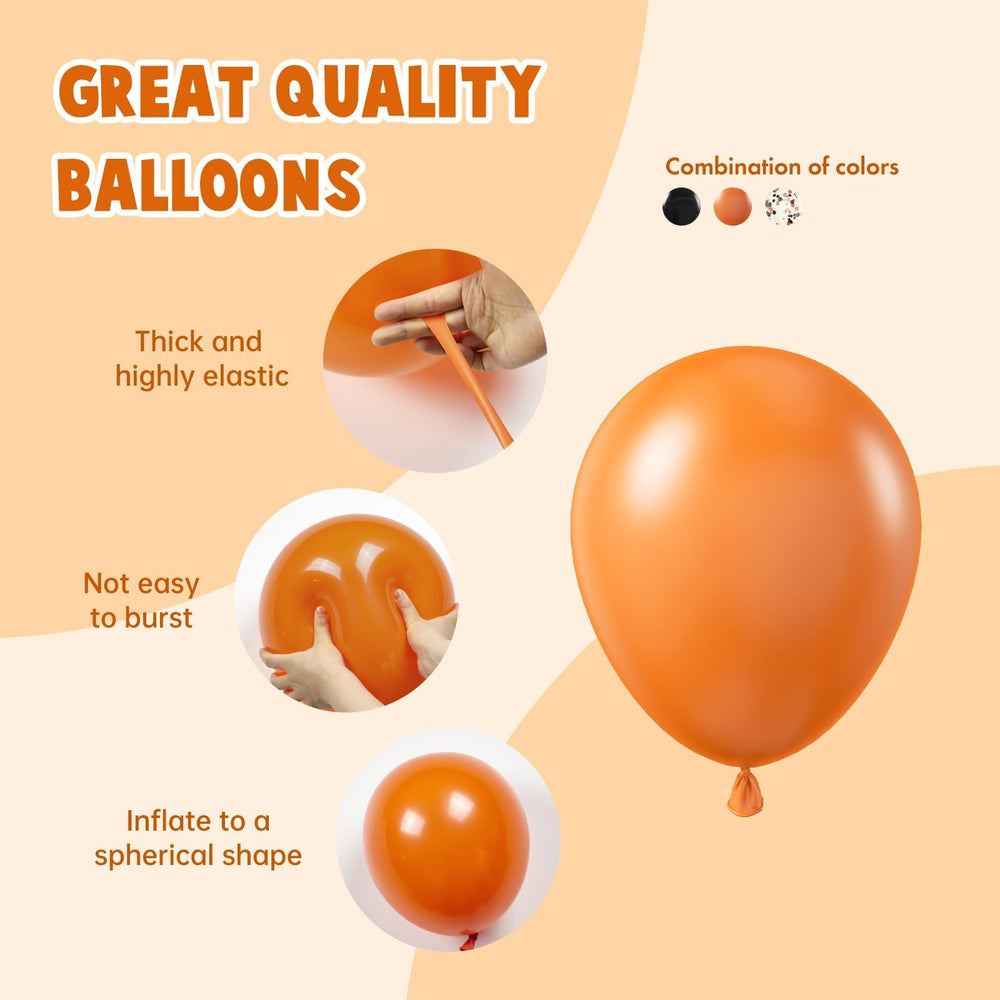 bauanooy orange-black confetti balloons 12inch, festive sparkle and arch-ready