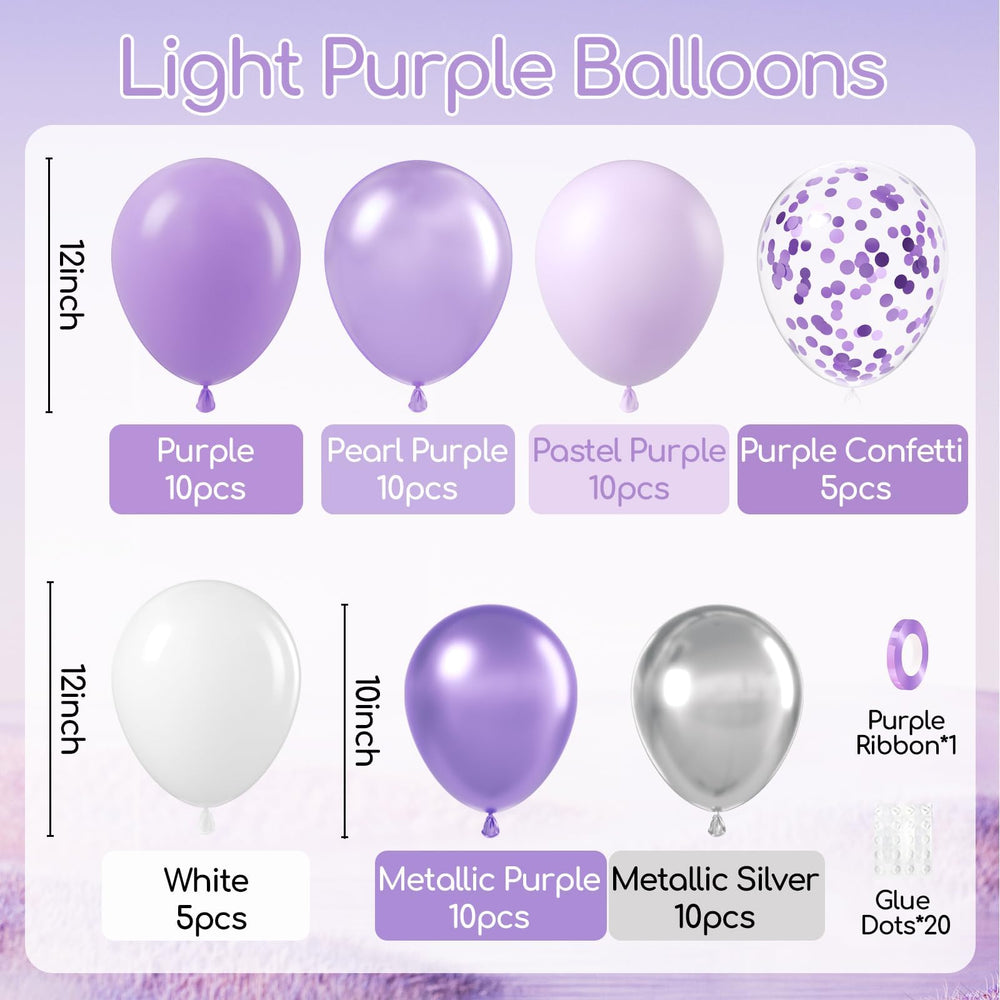 BAUANOOY lavender pastel purple balloons ideal for baby showers.