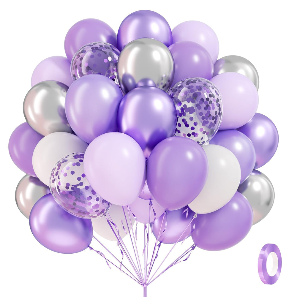 BAUANOOY purple and silver balloon kit for elegant wedding and party decorations.