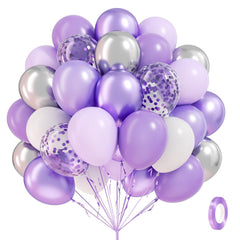 BAUANOOY purple and silver balloon kit for elegant wedding and party decorations.