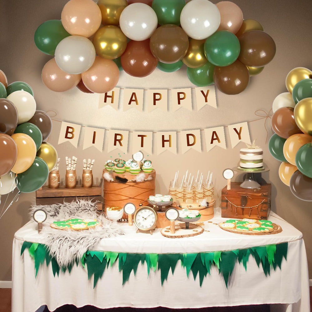 BAUANOOOY cocoa-brown balloons highlight contrast in safari party setups