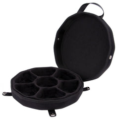 Baval DND case with tray open for quick access to polyhedral dice