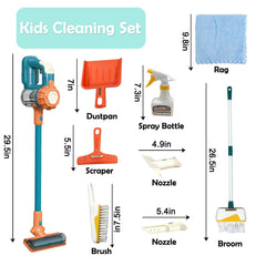 Baymi Kids Vacuum with broom and dustpan attachments supports tidy playtime tasks.
