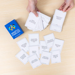 BayWel cards feature bold fonts and colorful art for small hands