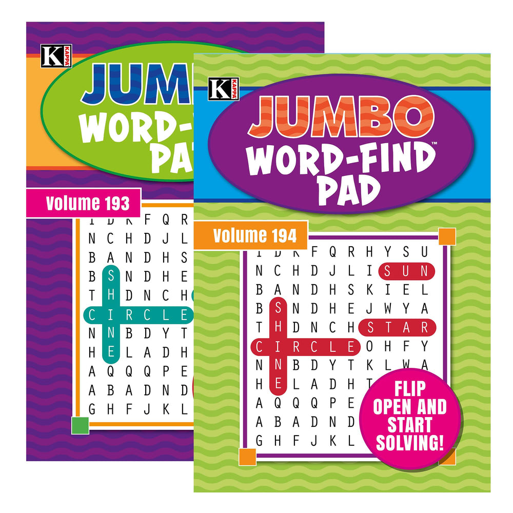 Bazic Kappa jumbo word find pad for portable brain-teasing learning.