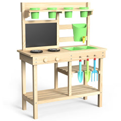 bbgroundgrm cedar wood outdoor play kitchen with water faucet supports imaginative backyard water play