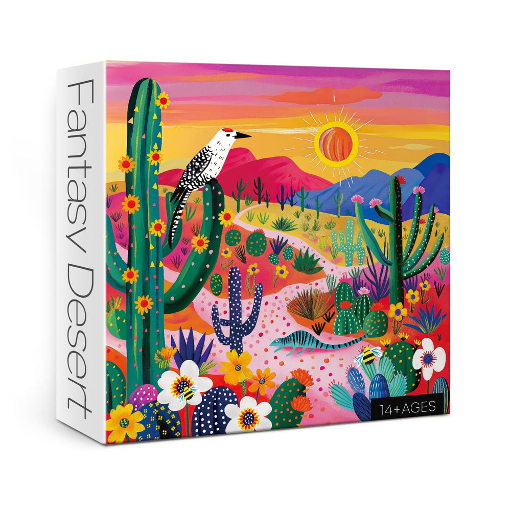 BBOLDIN colorful succulent desert puzzle box with poster for calming, collaborative puzzling.