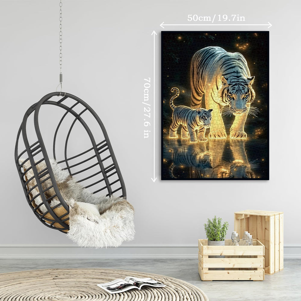 BBOLDIN White Tiger Family Puzzle: finished size 50x70 cm, great for shared puzzles.