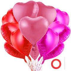 BBPOOL 12pc red pink heart balloons, 18-inch, ideal for Valentine’s Day romantic decor.