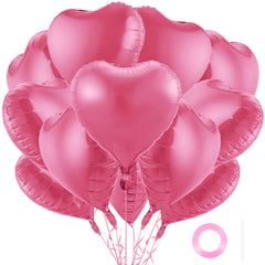 BBPOOL 12Pcs pink heart balloons 18 inch ideal for weddings and Valentine celebrations.
