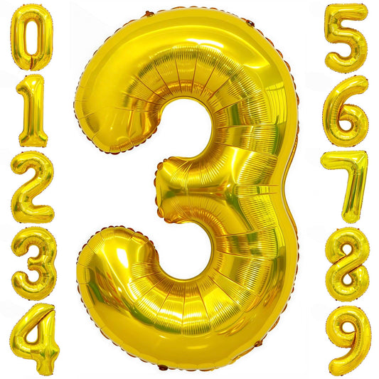 BBPOOL Gold 3 balloon 40-inch for bold birthday decor.