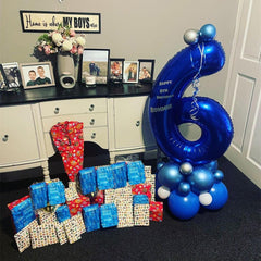 BBPOOL 40-inch number 6 foil balloon with straw for easy inflation and setup.