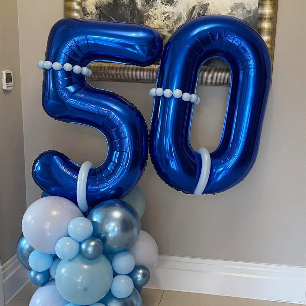 BBPOOL navy blue Number 5 foil balloons with premium foil finish.
