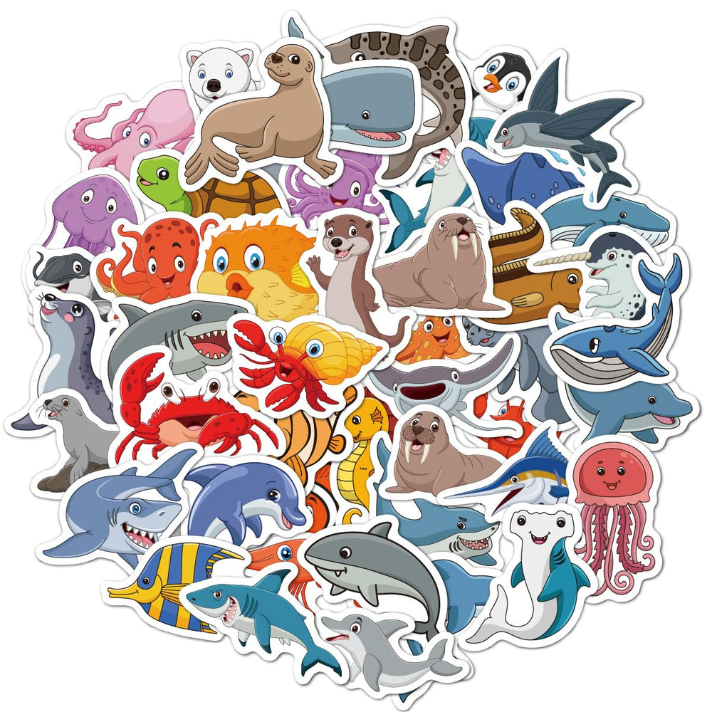 BBPOOL sea animals stickers pack cover with 50 patterns for creative crafts