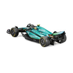 Bburago AMR23 cockpit with driver helmet for authentic race-day realism