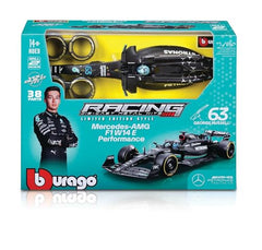 BBurago George Russell 63 driver figure is ideal for authentic display and interactive posing.