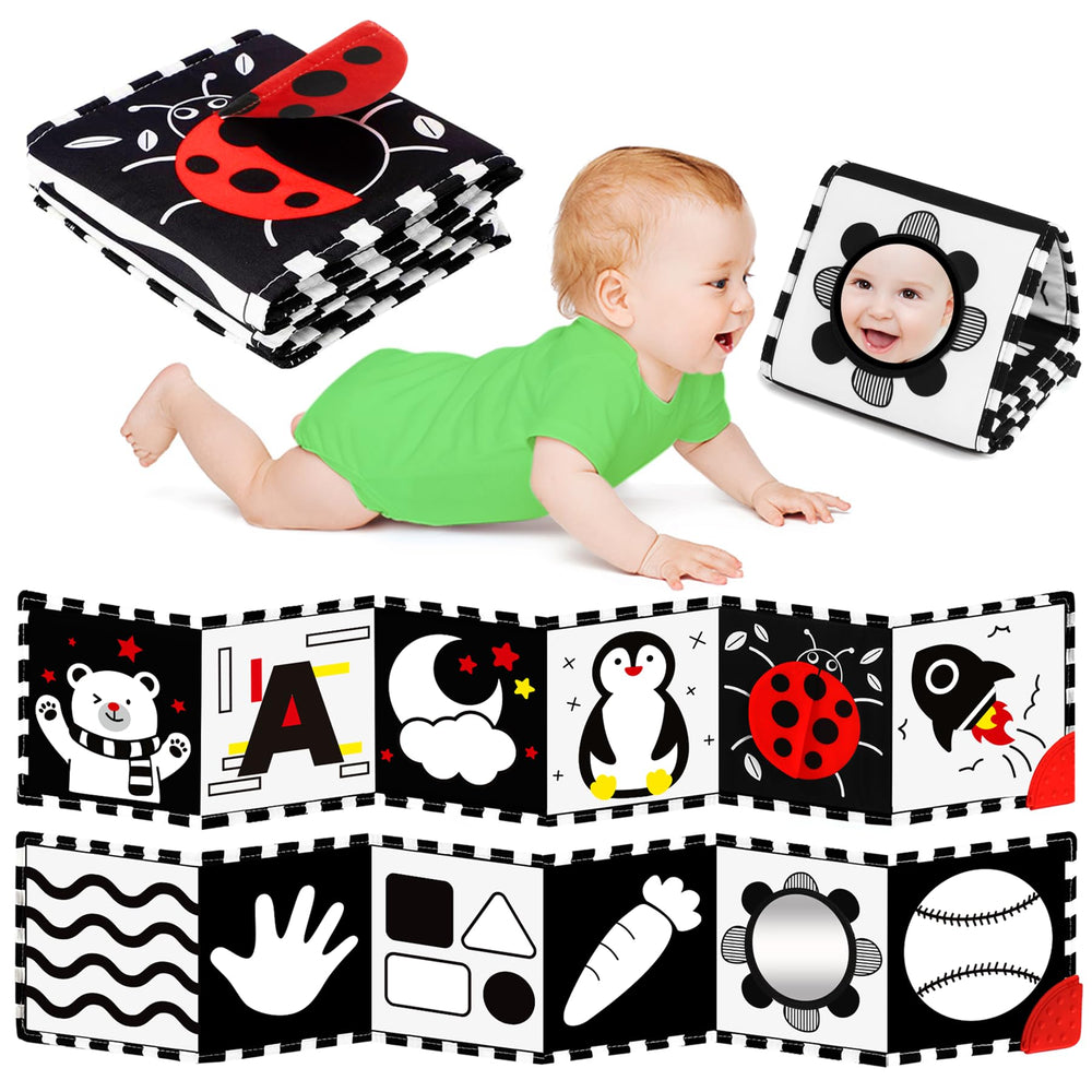 BBWOO high-contrast toy with mirror for visual tracking and engagement.