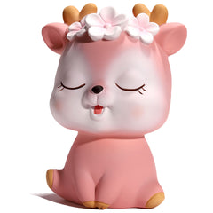 BCIULASL pink deer piggy bank front view encourages kids to save.