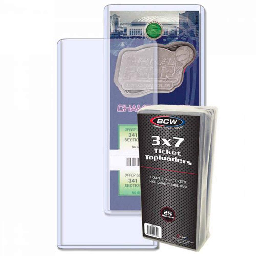 BCW 3x7 ticket toploader front view for protecting tickets and photos.