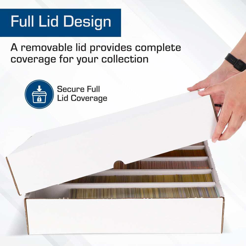 BCW rugged corrugated cardboard protects cards during transport and stacking.