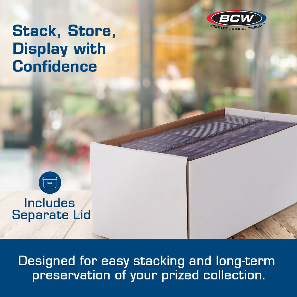 Durable white corrugated construction of BCW box.