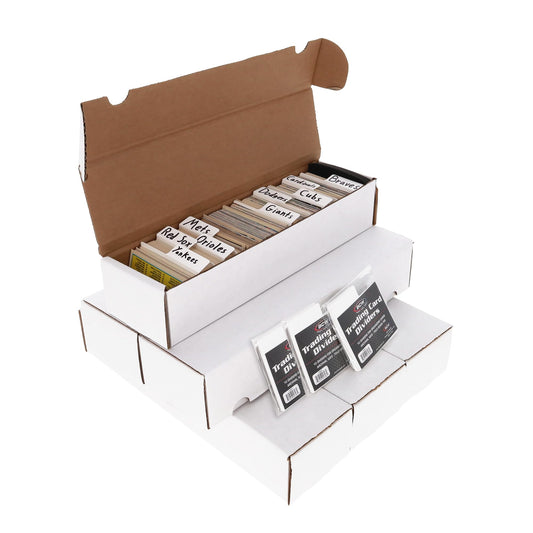 BCW 800ct storage box front view showing sturdy build for card protection