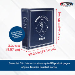 Durable binding detail on BCW album for long-term card storage.