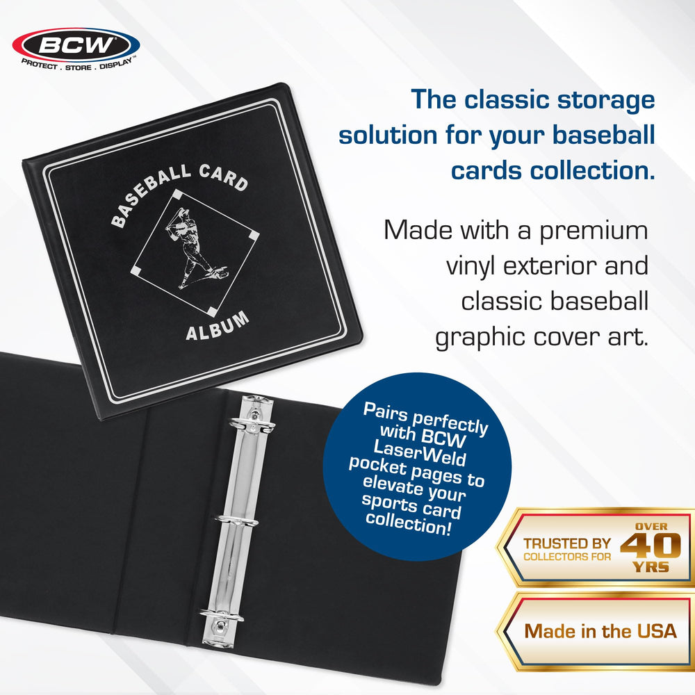 BCW Baseball Album Heavy-Duty D-Ring ensures smooth page turning and lasting durability.