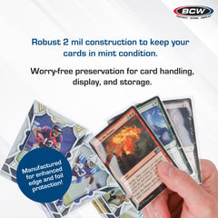 BCW sleeves protect baseball and football cards while preserving their finish.