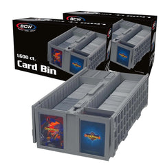 BCW Collectible Card Bin 2-Pack gray front view for easy access and organization