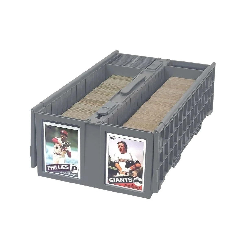BCW Collectible Card Bin gray front view for neat, accessible storage