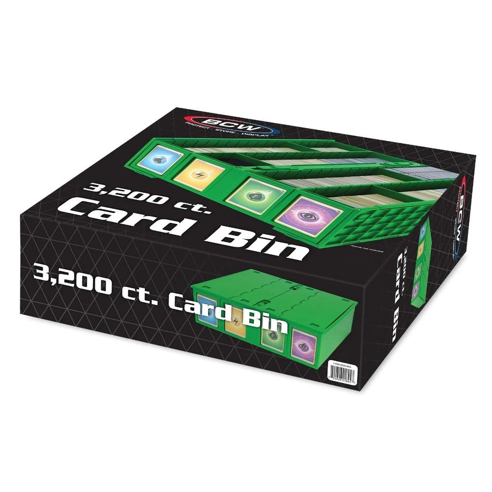 BCW Collectible Card Bin Green includes 4 dividers to create sections.