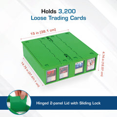 BCW Collectible Card Bin Green stackable design helps organize multiple bins.