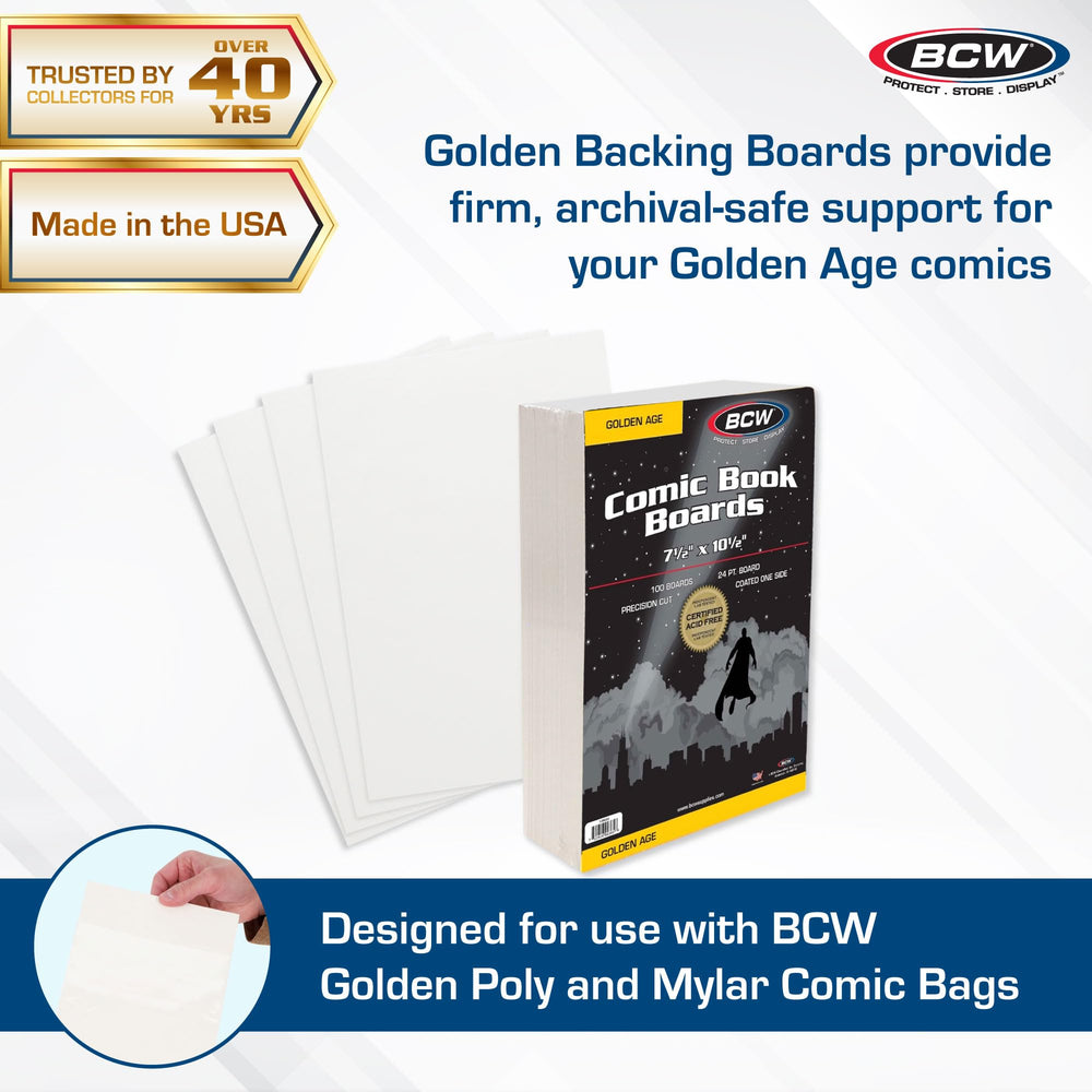 BCW Golden Age backing boards closeup edges preserve flatness and prevent bends.