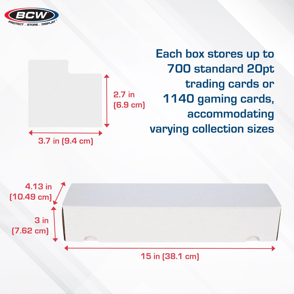 BCW horizontal dividers layout demonstrates organized separation for sports cards and TCGs