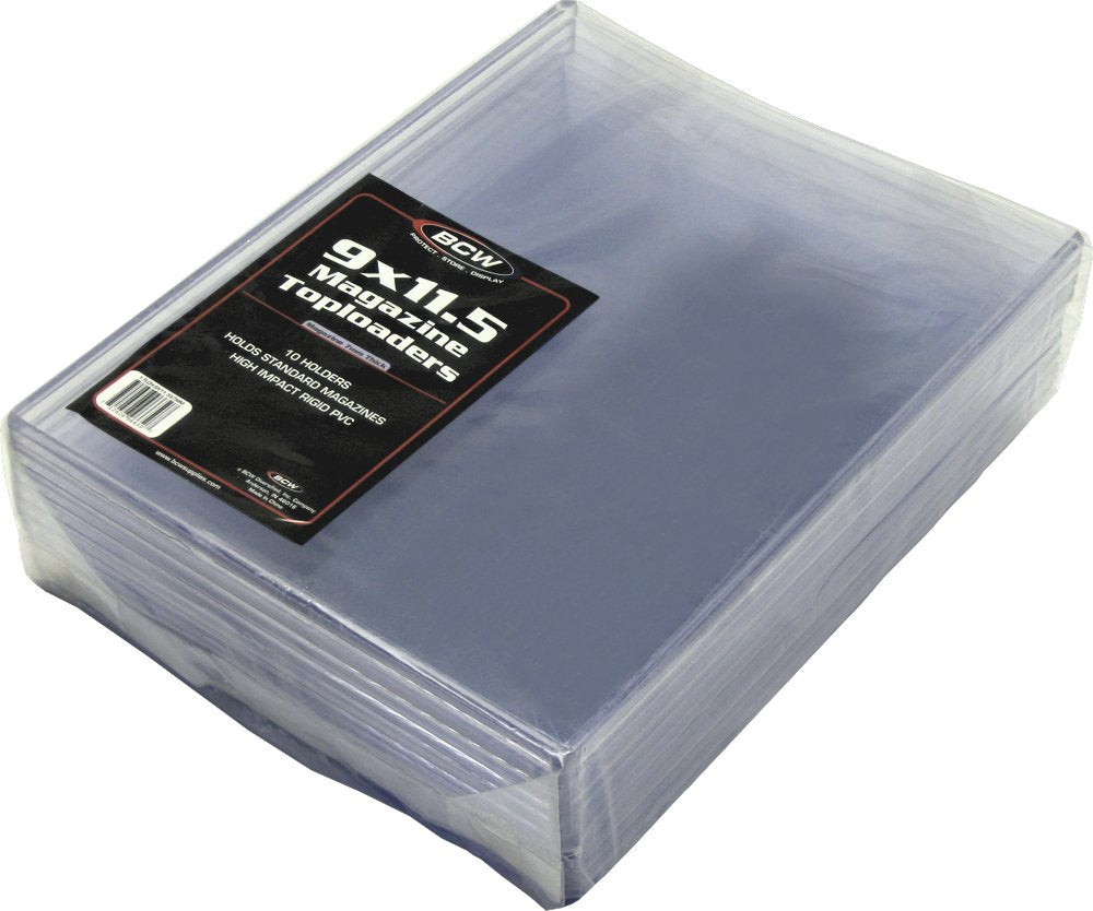 BCW 7mm Magazine Topload 10-pack, front view, crystal-clear display for magazines