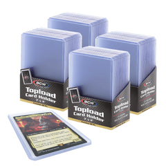 BCW Premium 3x4 Toploaders pack showing bulk card protection and display