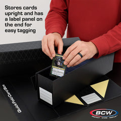 BCW QuickFold magnetic lid keeps dust out and cards safe.