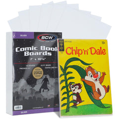 BCW Silver Age backing board 7x10.5 inch pack front showing sturdy, standardized size.