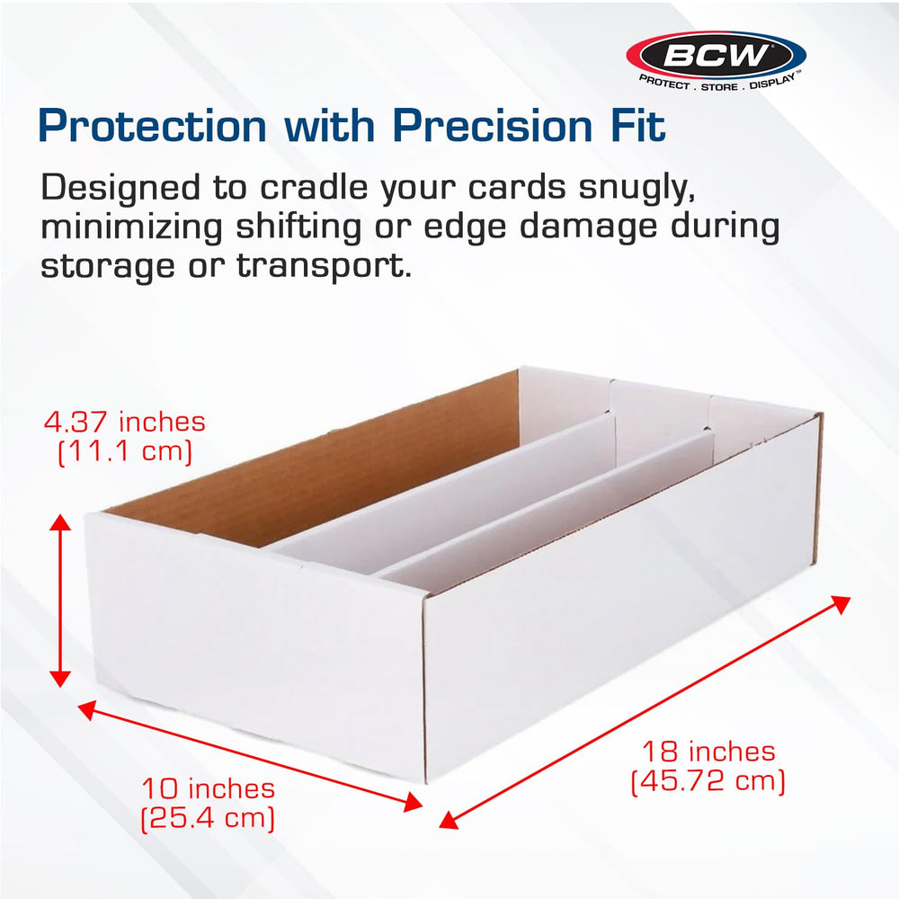 BCW Super Shoe Storage Box capacity highlights space for thousands of cards.
